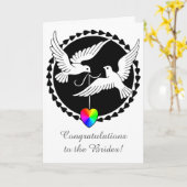 愛鳩のレズビアンの結婚式のプライドのハートカード カード (黄色い花)