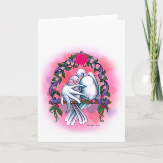 愛鳩白い結婚式招待状かお祝い カード (正面)