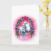 愛鳩白い結婚式招待状かお祝い カード (黄色い花)