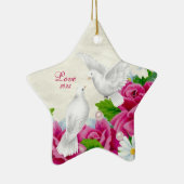 愛鳩 + 花-ハート形のオーナメント セラミックオーナメント (右)