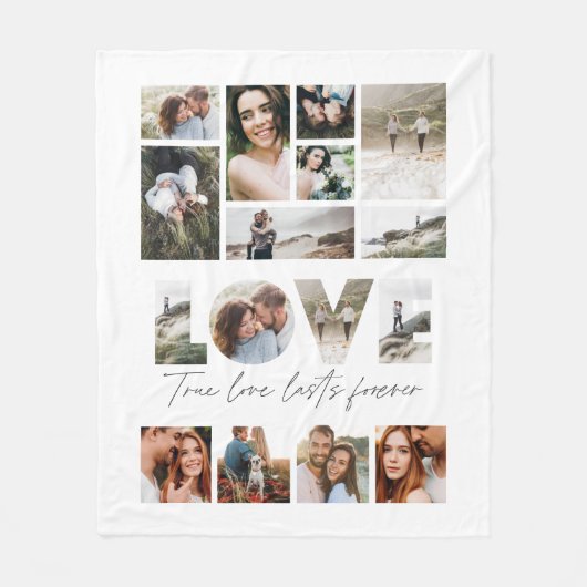 愛16モダン写真ミニマルパーソナライズされたギフト フリースブランケット (正面)