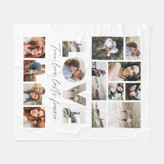 愛16モダン写真ミニマルパーソナライズされたギフト フリースブランケット (正面(横))