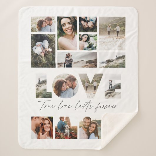 愛16写真ギフトモダンミニマルフパーソナライズされたァイル シェルパブランケット (正面)
