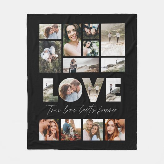 愛16写真ギフトモダンミニマルフパーソナライズされたァイル フリースブランケット (正面)