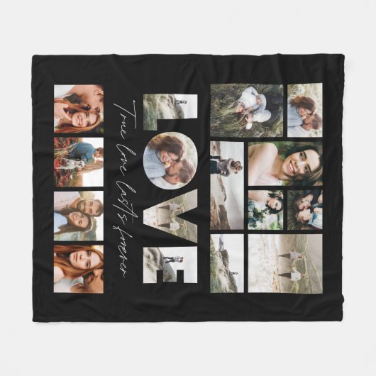 愛16写真ギフトモダンミニマルフパーソナライズされたァイル フリースブランケット (正面(横))