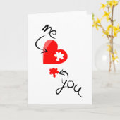 愛349631赤いパズルのハート私Sを恋しく思っている カード (黄色い花)