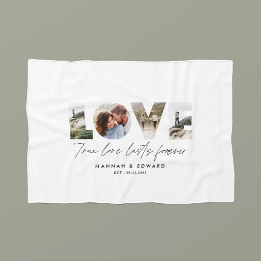 愛4モダン写真ミニマルパーソナライズされた贈り フリースブランケット