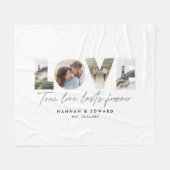 愛4モダン写真ミニマルパーソナライズされた贈り フリースブランケット (正面(横))