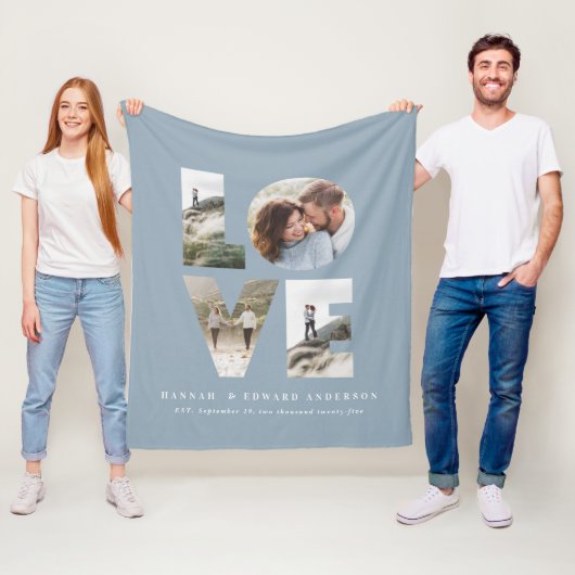 愛4写真ほこりっぽい青モダンパーソナライズされた贈り物 フリースブランケット (インサイチュ)