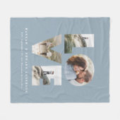 愛4写真ほこりっぽい青モダンパーソナライズされた贈り物 フリースブランケット (正面(横))