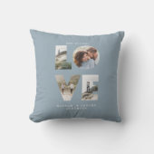 愛4写真シンプルのモダンパーソナライズされたギフトブルー クッション (正面)