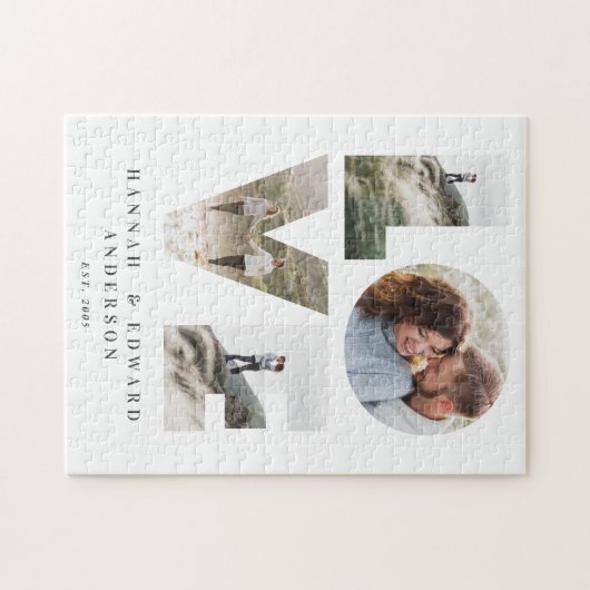 愛4写真シンプルのモダン贈パーソナライズされたり物 ジグソーパズル (横)
