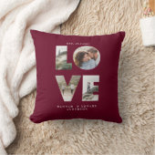 愛4写真シンプルモダンパーソナライズされたBurgundy クッション (ブランケット)