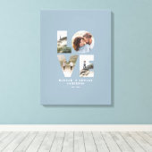 愛4写真モダンギフトミニマルパーソナライズされたブルー キャンバスプリント (インサイチュ (ウッドフロア))