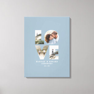 愛4写真モダンギフトミニマルパーソナライズされたブルー キャンバスプリント