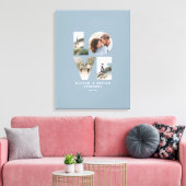 愛4写真モダンギフトミニマルパーソナライズされたブルー キャンバスプリント (インサイチュ (リビング))