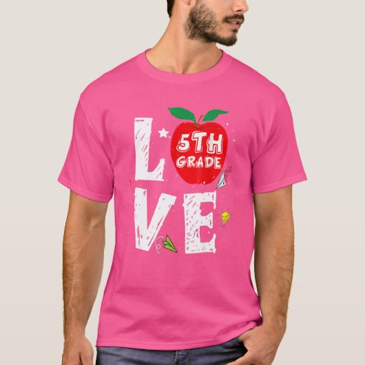 愛5年生かわいいリンゴ先生学生Tバック Tシャツ (正面)