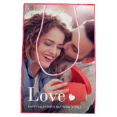 愛 |あなたの個人的な写真とハート ミディアムペーパーバッグ (裏面)