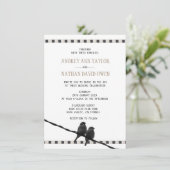 愛 - おしどりペア モノクロ写真 愛の名言 ウェディング 招待状 (スタンド正面)