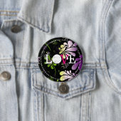 愛、おもしろい文字エッジをフローラバックグラウンドで使用 缶バッジ (インサイチュ)