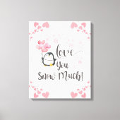 愛 – かわいいキッズペンギンパーソナライズされた キャンバスプリント (正面)