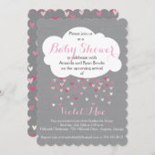 「愛」と女の赤ちゃんのシャワーの招待状沢山与えました 招待状 (正面/裏面)