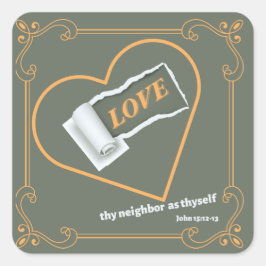 "愛"についての引き裂かれた紙 スクエアシール