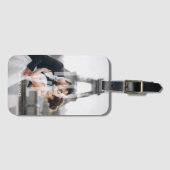 「愛」のオーバーレイパーソナライズされた写真 ラゲッジタグ (正面横)