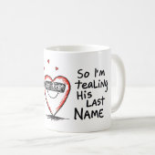 愛:よくはしゃぐ盗まれたハートデザイン コーヒーマグカップ (正面右)