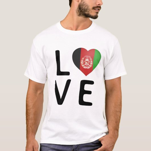 愛 – アフガニスタン国旗 Tシャツ (正面)