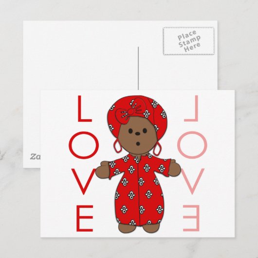 愛 – アフリカ人形 ポストカード (正面/裏面)