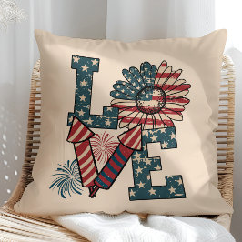 "愛"アメリカ国旗の独立記念日装飾用クッション クッション