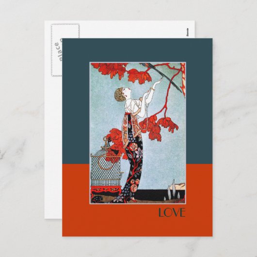 愛.アールデコバレンタインデーのはがき シーズンポストカード (正面/裏面)