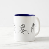 「愛」イギリスの手話のマグ ツートーンマグカップ (正面右)