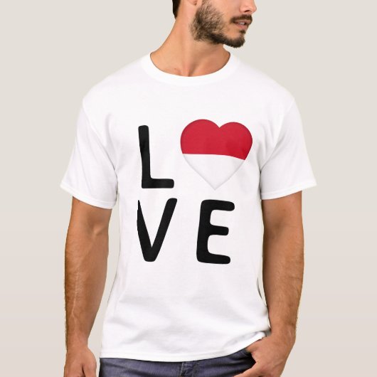 愛 – インドネシア国旗 Tシャツ (正面)
