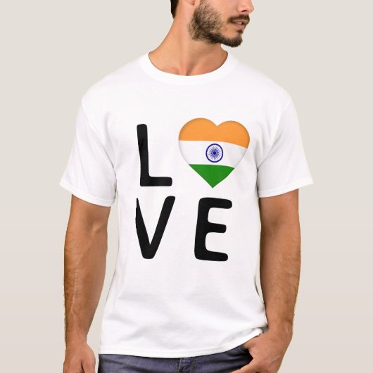 愛 – インド国旗 Tシャツ (正面)
