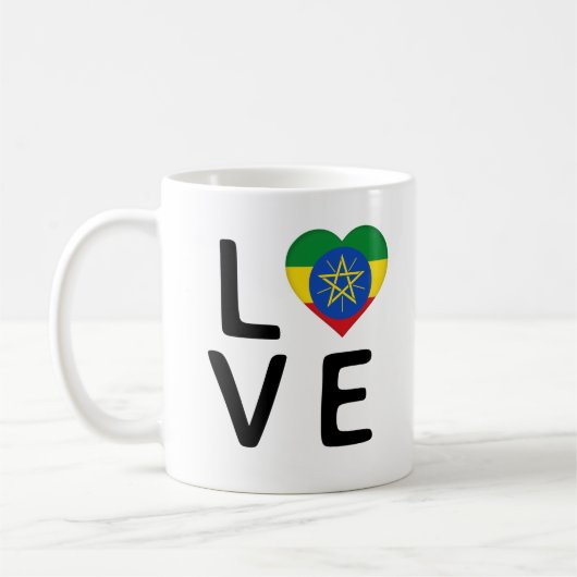 愛 – エチオピア国旗 コーヒーマグカップ (左)