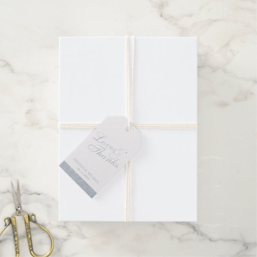 愛&エレガ感謝していントウェディングシルバーフォイルギフトラベル ギフトタグ (麻糸付属)