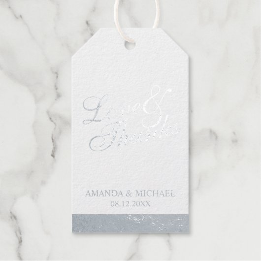 愛&エレガ感謝していントウェディングシルバーフォイルギフトラベル ギフトタグ (正面)