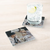 「愛」オリジナル家族写真 名前入りカスタムオーダー ガラスコースター (アングル)
