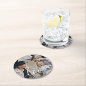 「愛」オリジナル家族写真 名前入りカスタムデザイン ラウンドペーパーコースター (インサイチュ)