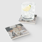 「愛」オリジナル家族写真　名前入りカスタム商品 ストーンコースター (横)