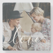 「愛」オリジナル家族写真　名前入りカスタム商品 ストーンコースター (正面)