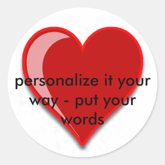 愛 – カスタム赤いハートテキストの追加 ラウンドシール (正面)