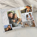 愛 – カスタム5 Photo Collage - Gray White Marble アクセントクッション<br><div class="desc">5スタイリッシュ枚の写真でパーソナライズできるアクセントピお気に入りのローテンプレートは、写真を右から右に追加する準備ができて離れいる設定。水彩大理石にグレーモダンと白の写真をセットし、幾何学的なデザインにグレーとエレガントサンゴを使用。単に「愛読」という言葉。私たちの店を参照して代替のスタイルや色を探しなさい。</div>