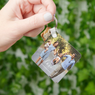 愛   カスタム 2写真と文字名Keychain キーホルダー