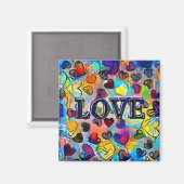 愛 |カラフル抽象芸術 マグネット (正面/裏面)