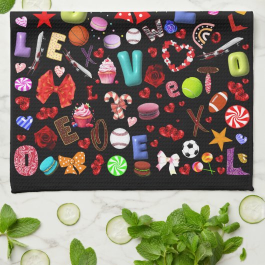 愛 キッチンタオル (折り畳み)