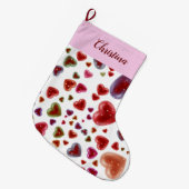 愛、キラキラハート2 ラージクリスマスストッキング (正面 (吊り時))