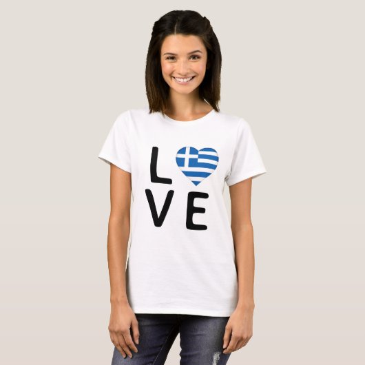 愛 – ギリシャ国旗 Tシャツ (正面フル)